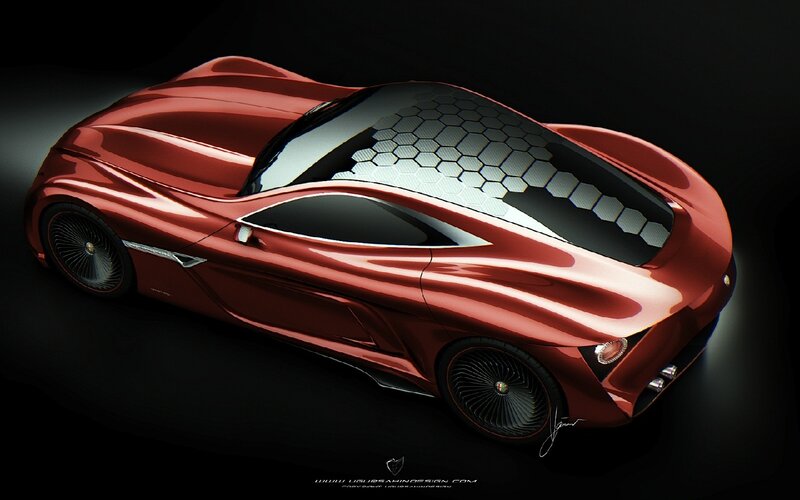 Red Concept Sports Car — Dramatic
