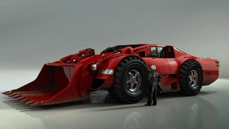Red Construction Vehicle — Dramatic