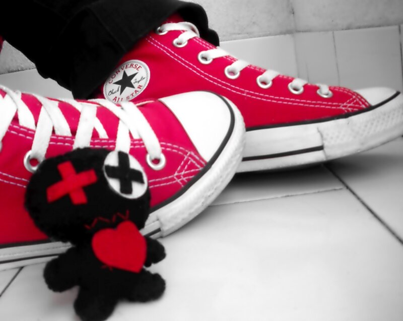 Red Converse Sneakers — Dramatic, Photograph