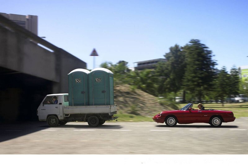 Red Convertible Car — Bright, Afternoon, Photograph