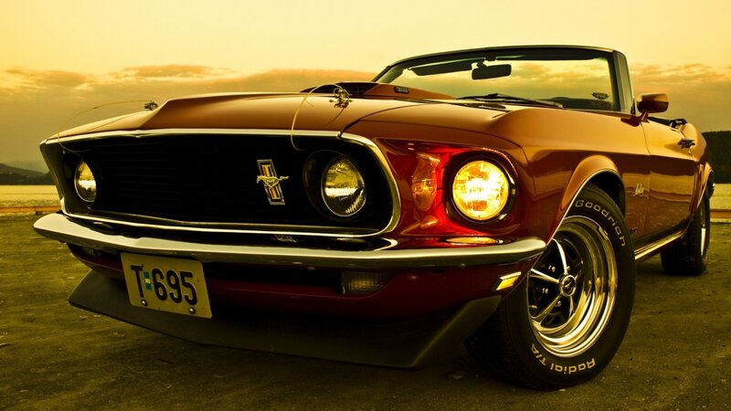 Red Convertible Car — Brown