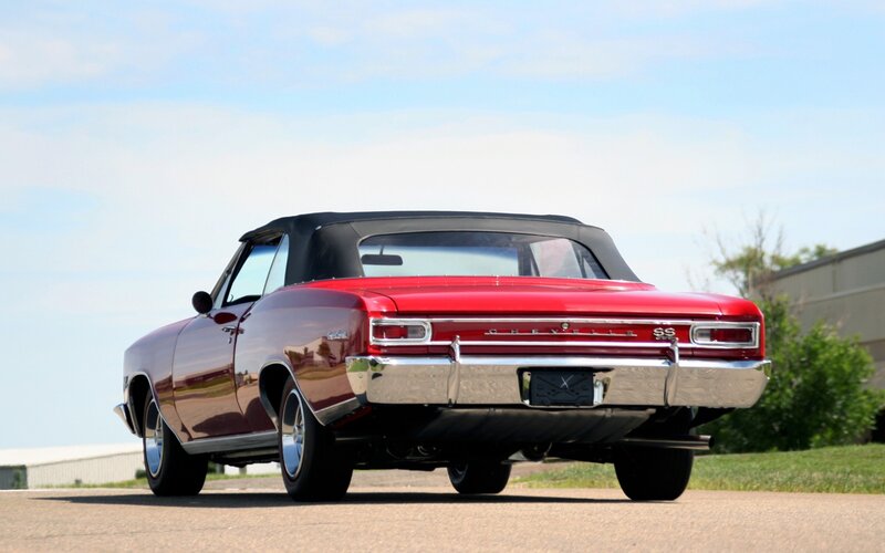 Red Convertible Car — Calm, Afternoon, Photograph, Black Soft Top