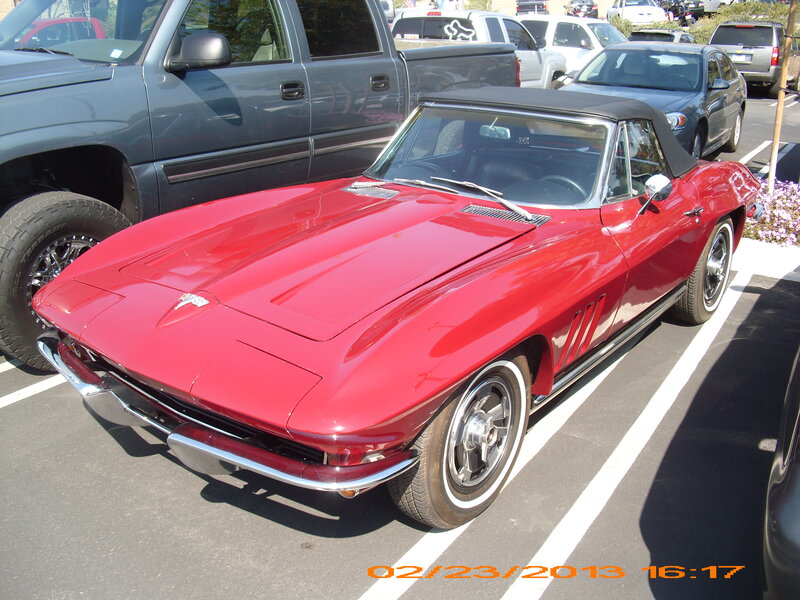 Red Convertible Car — Calm, Afternoon, Photograph, Parking Lot