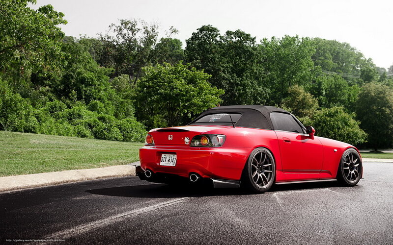 Red Convertible Car — Calm, Afternoon, Photograph, Trees, Grass