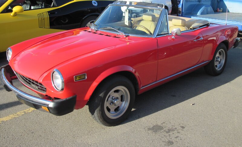 Red Convertible Car — Calm, Afternoon, Photograph, Yellow and Black Car