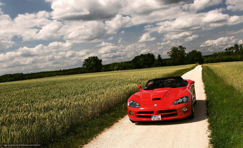 Red Convertible Car — Dramatic, Afternoon, Photograph, Field