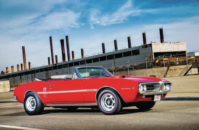 Red Convertible Car — Dramatic, Afternoon, Photograph, Industrial Building