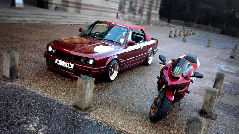 Red Convertible Car — Dramatic, Afternoon, Photograph, Motorcycle