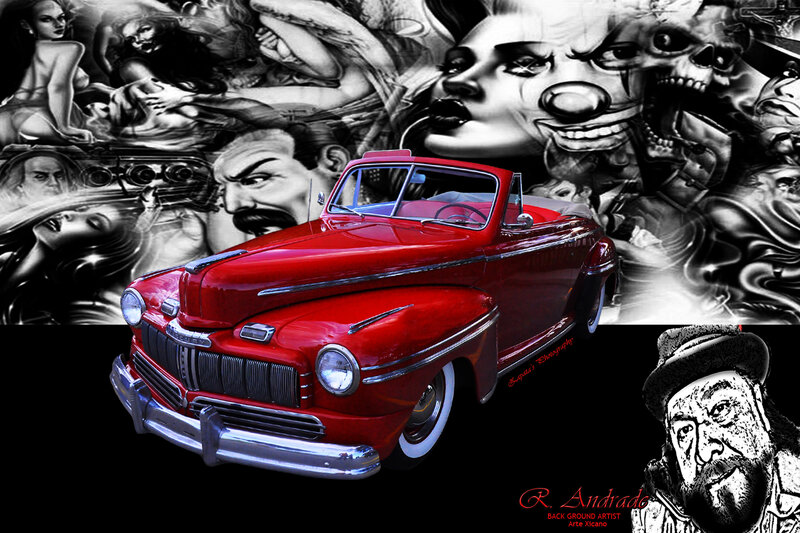 Red Convertible Car — Dramatic, Digital Art