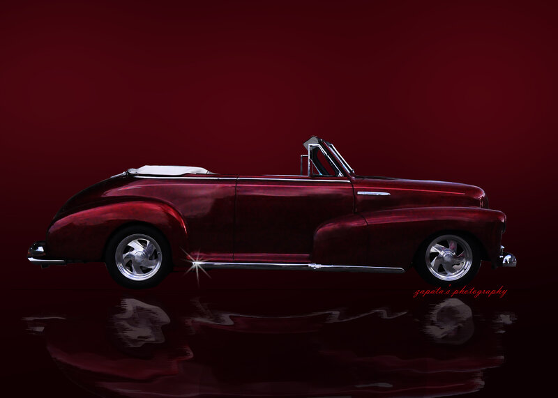 Red Convertible Car — Dramatic, Digital Art, White Top