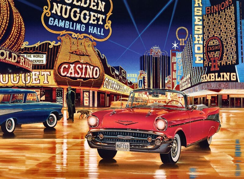 Red Convertible Car — Dramatic, Night, Illustration