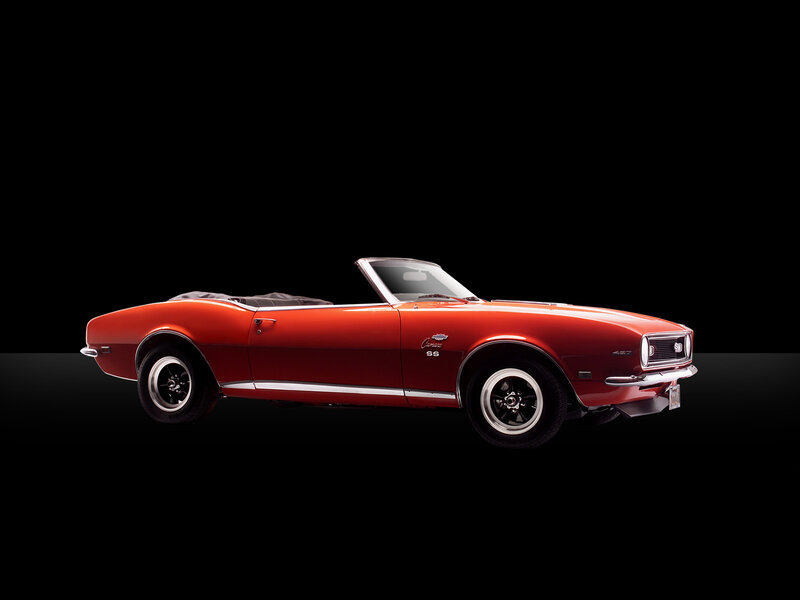 Red Convertible Car — Dramatic, Photograph, Black Background
