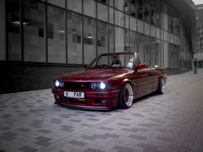 Red Convertible Car — Dramatic, Photograph, Building