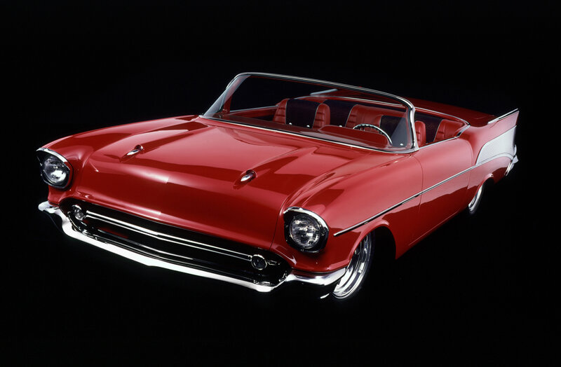 Red Convertible Car — Dramatic, Photograph, Chrome Grille