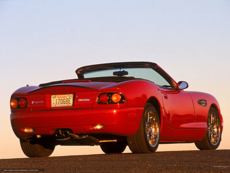 Red Convertible Car — Dramatic, Sunset, Photograph, License Plate, Exhaust Pipes