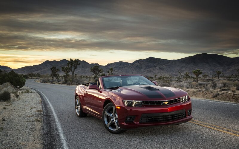 Red Convertible Car — Dramatic, Sunset, Photograph, Road, Mountains