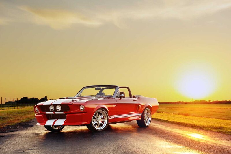 Red Convertible Car — Dramatic, Sunset, Photograph, Road