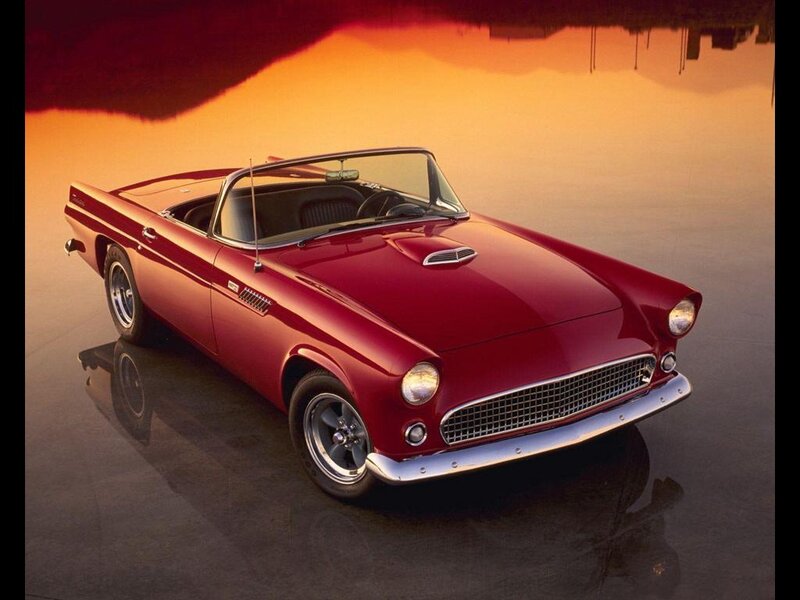 Red Convertible Car — Dramatic, Sunset, Photograph