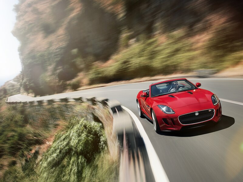Red Convertible Car — Dynamic, Afternoon, Photograph, Road, Driver, Mountain