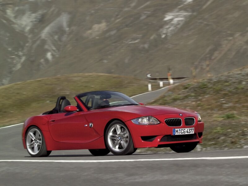 Red Convertible Car — Dynamic, Afternoon, Photograph, Road, Mountain, Gray