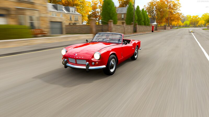 Red Convertible Car — Dynamic, Autumn, 3d Render, Road