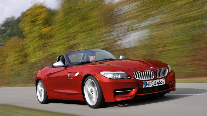 Red Convertible Car — Dynamic, Autumn, Photograph, Driver, Road, Trees
