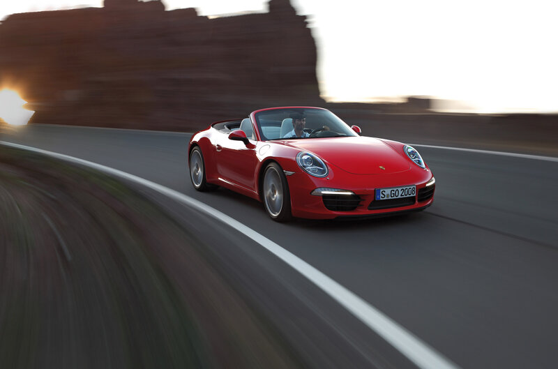 Red Convertible Car — Dynamic, Sunset, Photograph, Driver