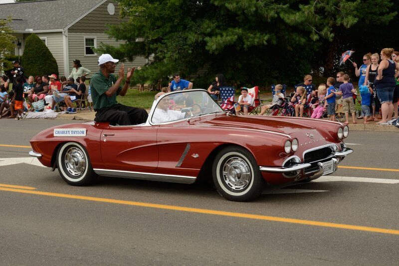 Red Convertible Car — Festive, Afternoon, Photograph, People, House