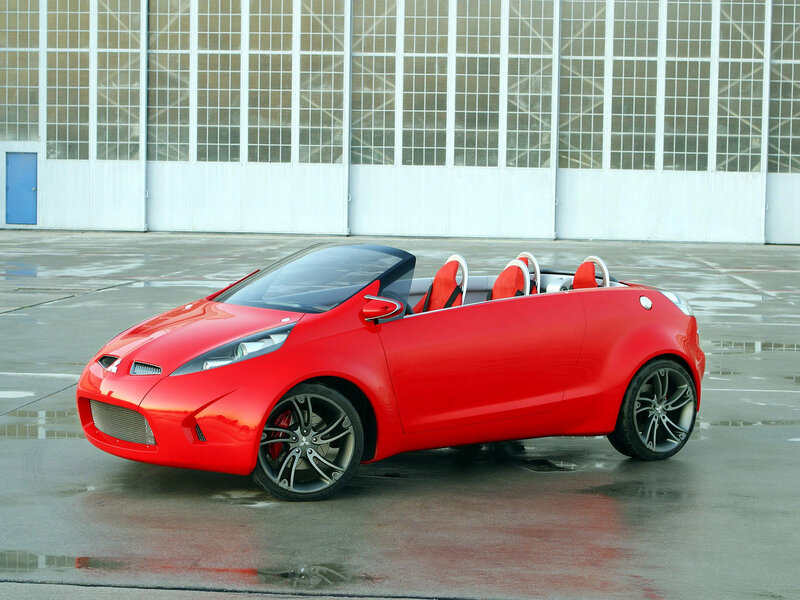 Red Convertible Car — Neutral, Photograph, Building