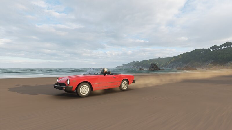 Red Convertible Car — Serene, Afternoon, 3d Render, Beach