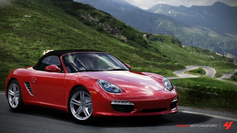 Red Convertible Car — Serene, Afternoon, 3d Render, Mountain