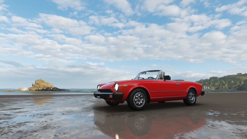 Red Convertible Car — Serene, Afternoon, 3d Render