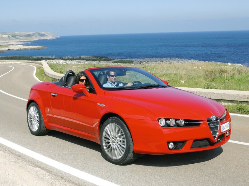Red Convertible Car — Serene, Afternoon, Photograph, Couple, Ocean