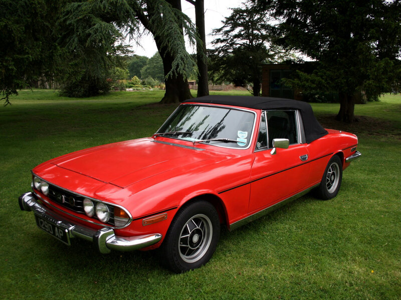 Red Convertible Car — Serene, Afternoon, Photograph, Grass