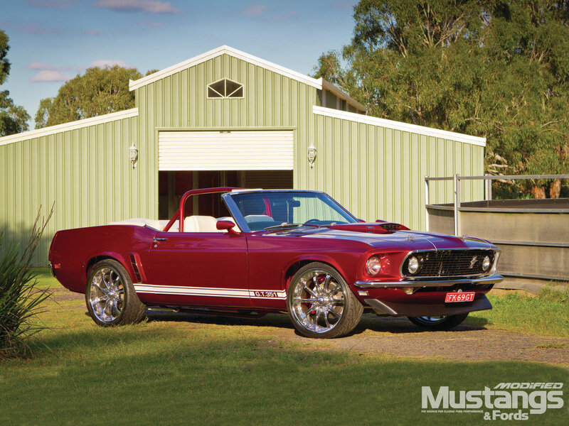 Red Convertible Car — Serene, Afternoon, Photograph, Green Building