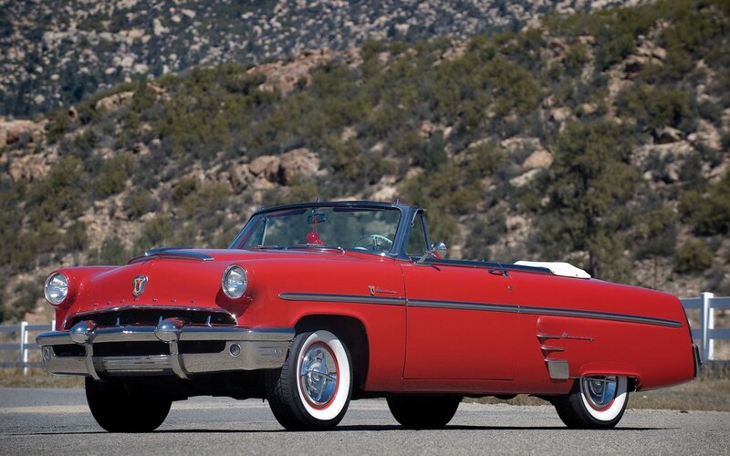 Red Convertible Car — Serene, Afternoon, Photograph, Mountain, Road, White Fence, Black, Silver