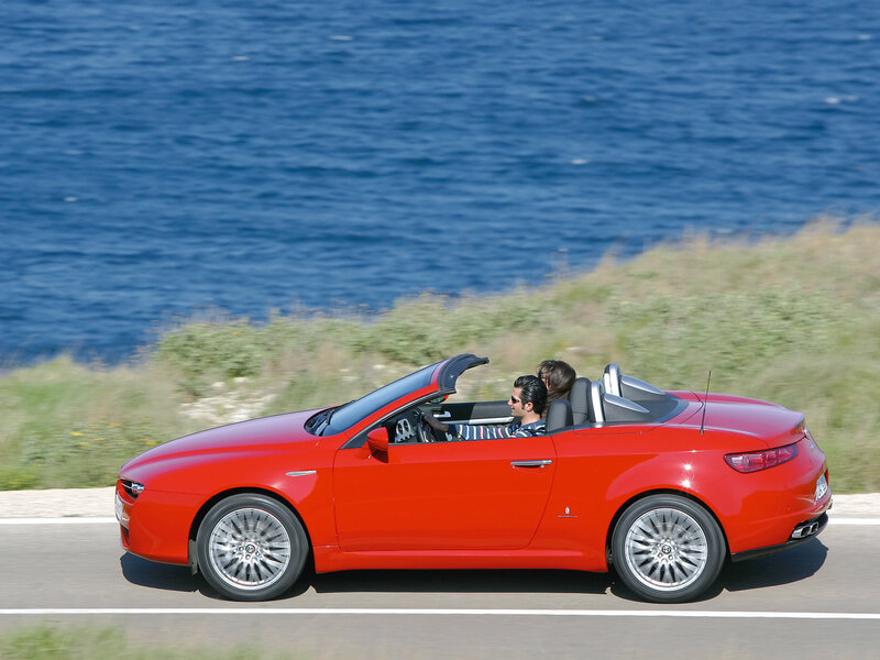Red Convertible Car — Serene, Afternoon, Photograph, People, Road