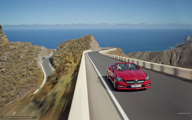 Red Convertible Car — Serene, Afternoon, Photograph, Road, Ocean