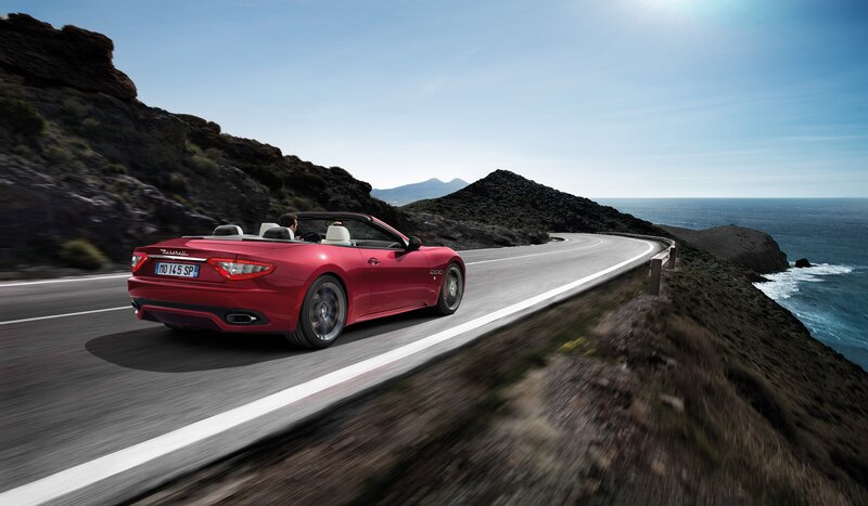 Red Convertible Car — Serene, Afternoon, Photograph, Road, Sea