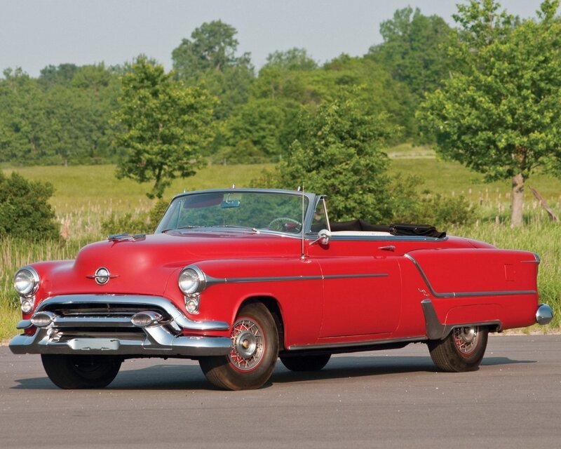 Red Convertible Car — Serene, Afternoon, Photograph, Trees, Grass, Road, Green
