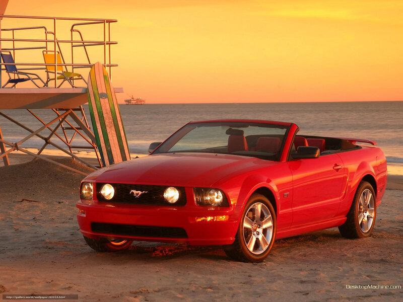 Red Convertible Car — Serene, Sunset, Photograph, Beach, Lifeguard Stand