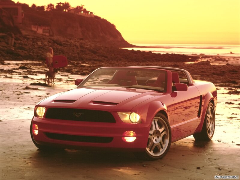 Red Convertible Car — Serene, Sunset, Photograph, Beach, Ocean