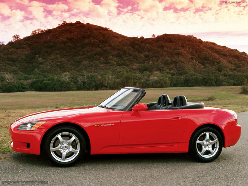 Red Convertible Car — Serene, Sunset, Photograph, Mountain