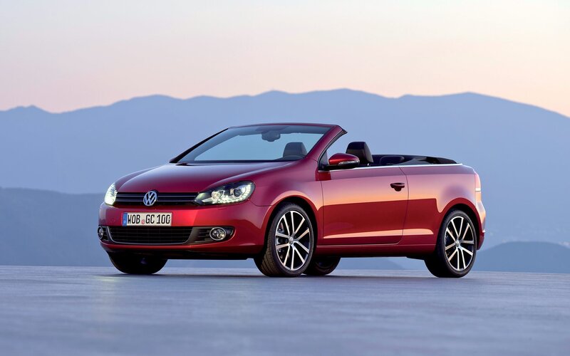Red Convertible Car — Serene, Sunset, Photograph, Mountains, Sky