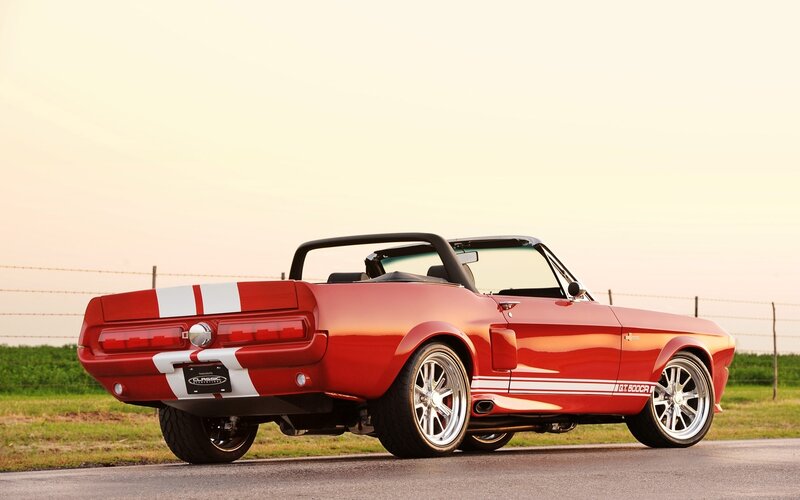 Red Convertible Car — Serene, Sunset, Photograph, Road, Fence