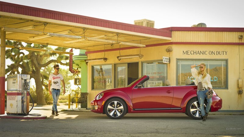 Red Convertible Car — Sunlit