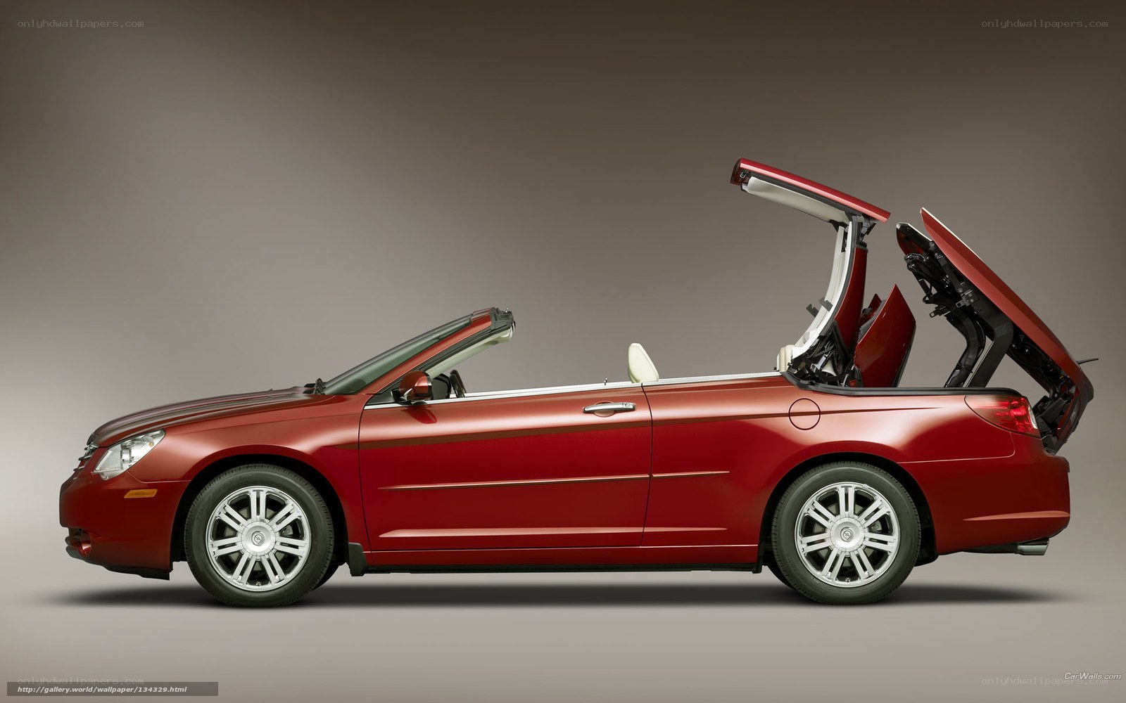 Red convertible car with open roof