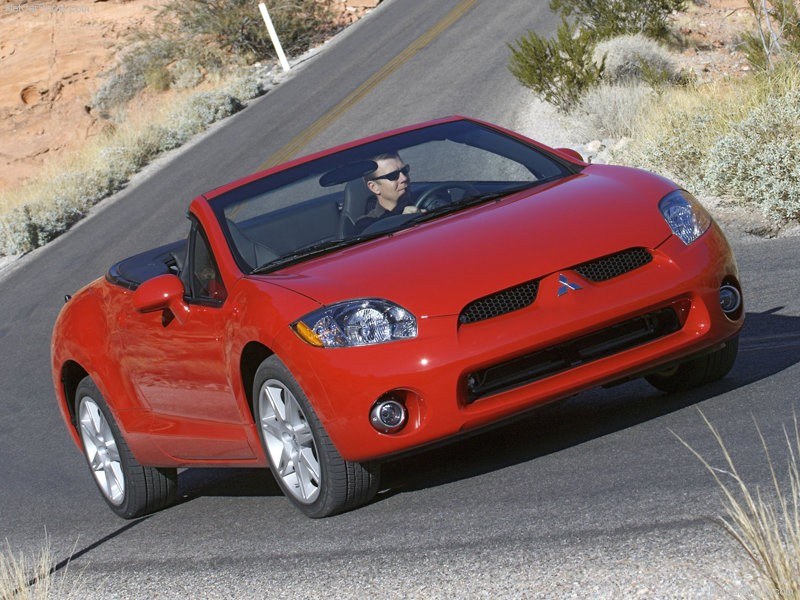 Red convertible on a desert road