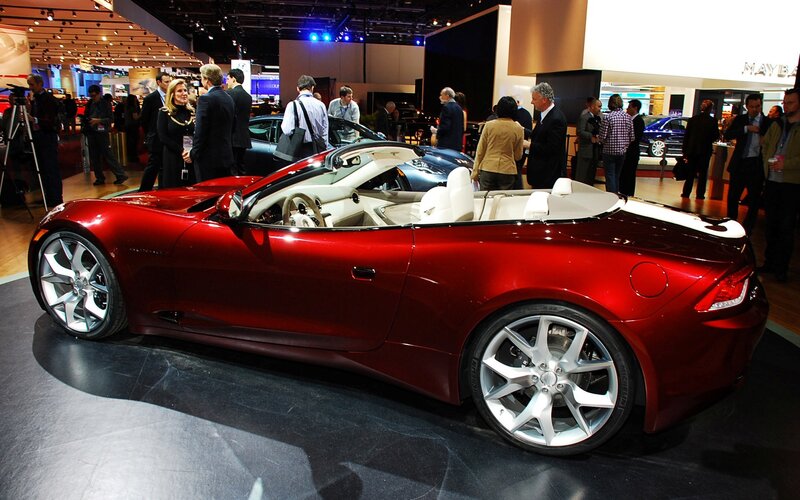 Red Convertible Sports Car — Busy