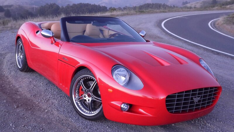 Red Convertible Sports Car — Calm, Afternoon, Photograph, Road, Gravel